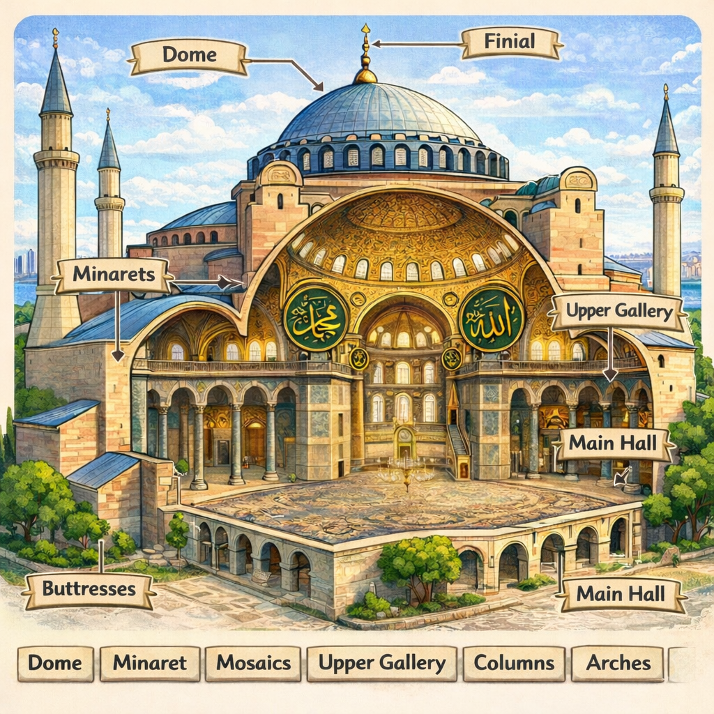 Hagia Sophia structure infographic