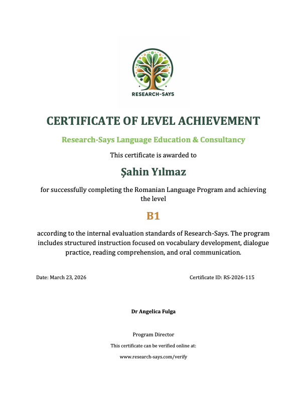 Research Says sample certificate