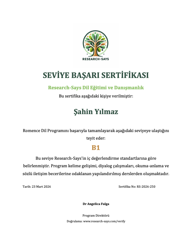 Research Says Turkish certificate template