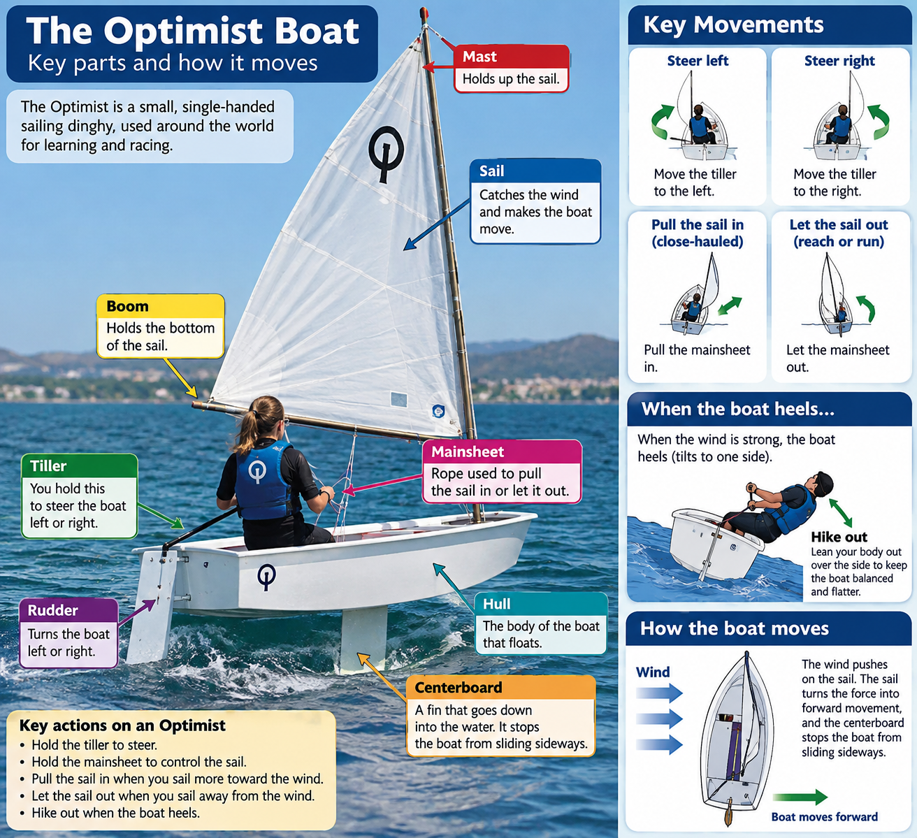 Optimist sailing boat